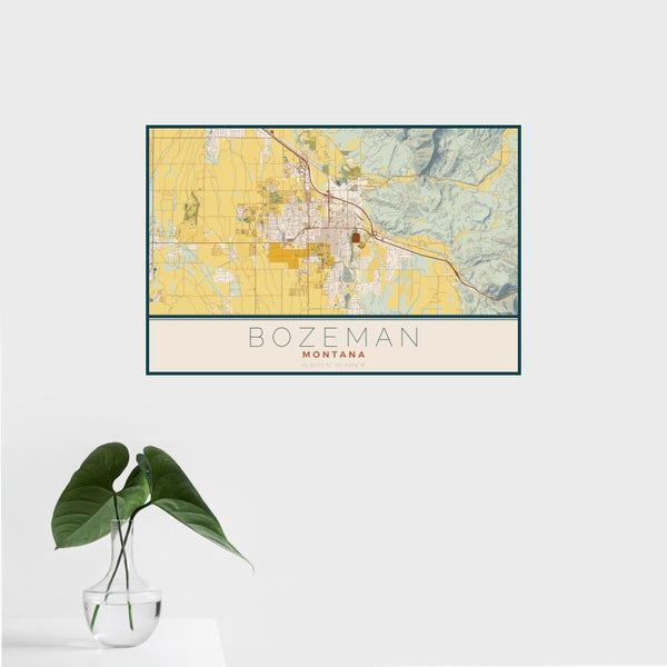 Bozeman - Montana Map Print in Woodblock
