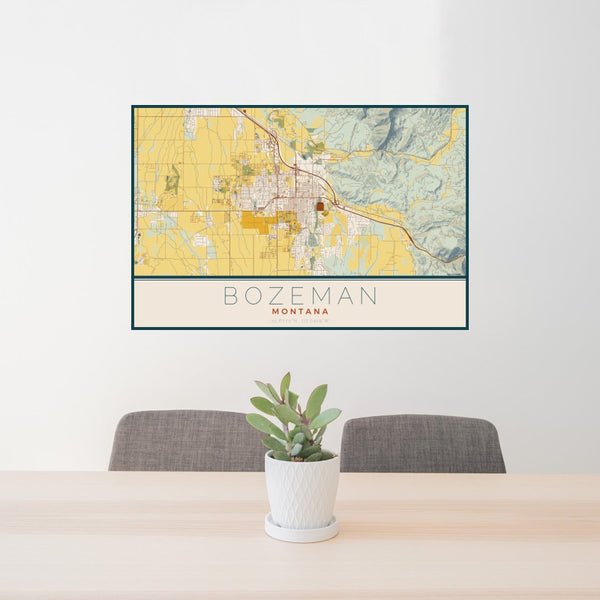 Bozeman - Montana Map Print in Woodblock