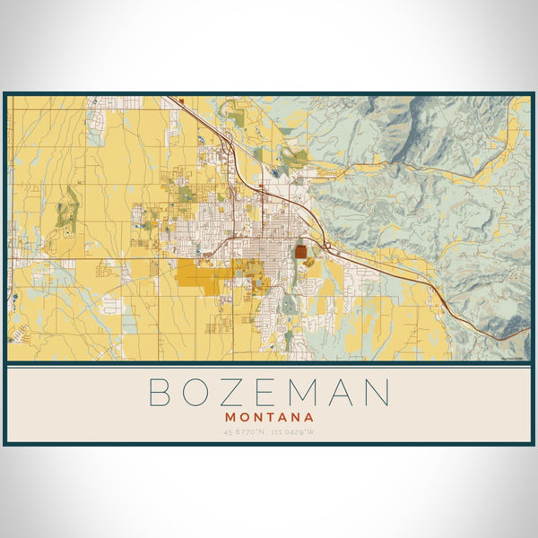 Bozeman - Montana Map Print in Woodblock