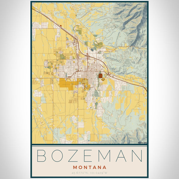 Bozeman - Montana Map Print in Woodblock