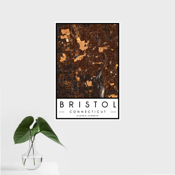 Bristol - Connecticut Map Print in Ember