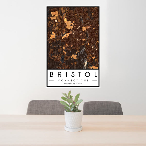 Bristol - Connecticut Map Print in Ember