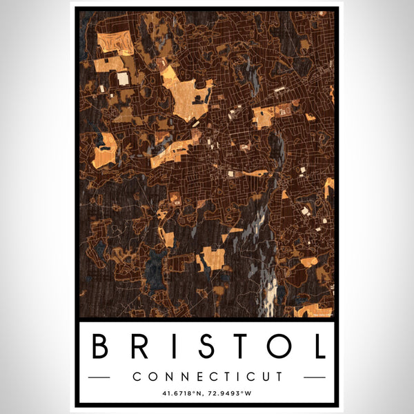 Bristol - Connecticut Map Print in Ember