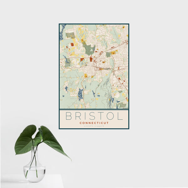 Bristol - Connecticut Map Print in Woodblock