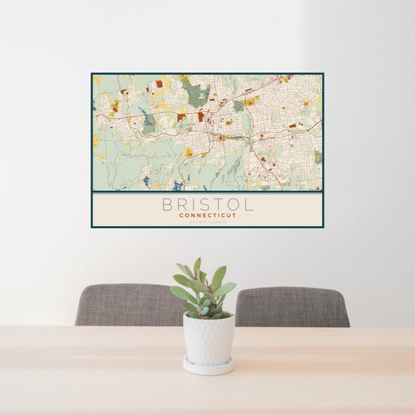 Bristol - Connecticut Map Print in Woodblock