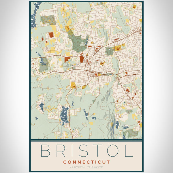 Bristol - Connecticut Map Print in Woodblock