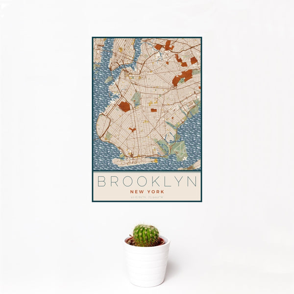Brooklyn - New York Map Print in Woodblock
