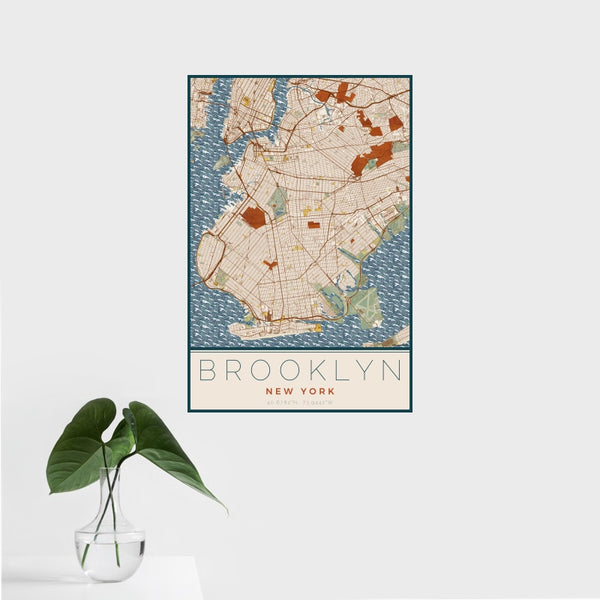 Brooklyn - New York Map Print in Woodblock