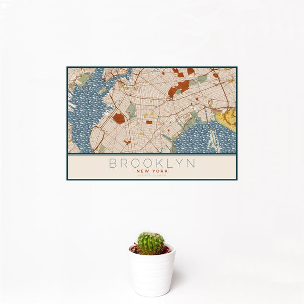 Brooklyn - New York Map Print in Woodblock