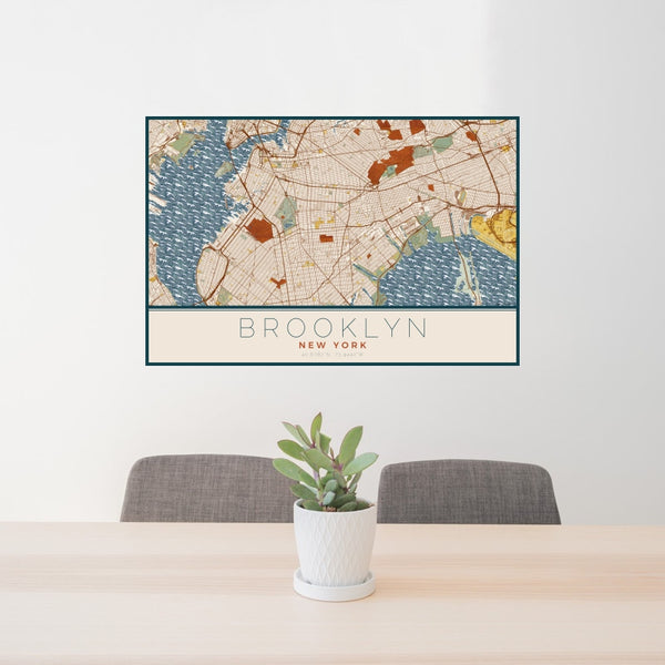 Brooklyn - New York Map Print in Woodblock