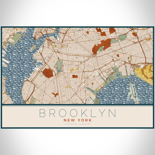 Brooklyn - New York Map Print in Woodblock