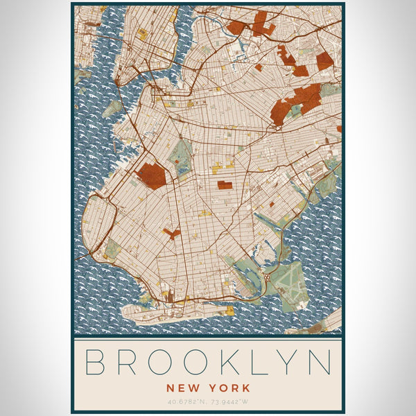 Brooklyn - New York Map Print in Woodblock