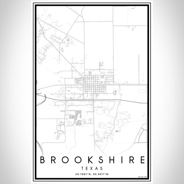 Brookshire Texas Map Print Portrait Orientation in Classic Style With Shaded Background