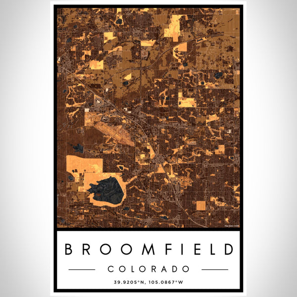 Broomfield Colorado Map Print Portrait Orientation in Ember Style With Shaded Background
