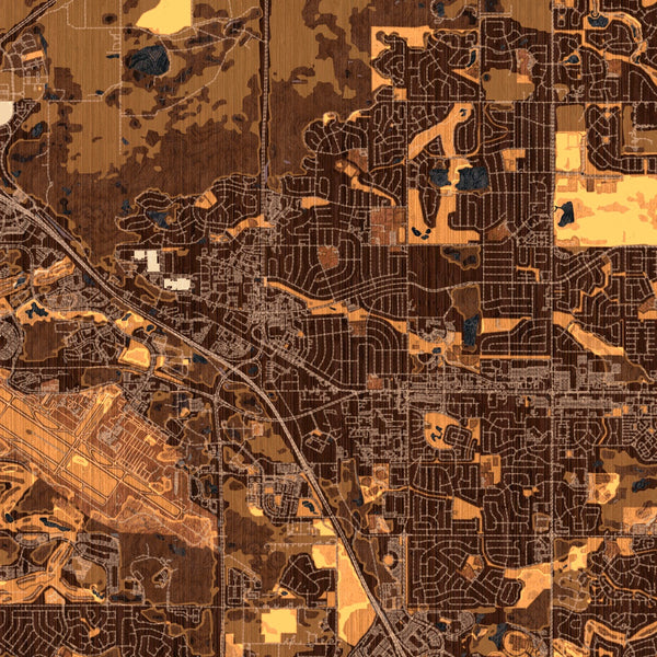 Broomfield Colorado Map Print in Ember Style Zoomed In Close Up Showing Details