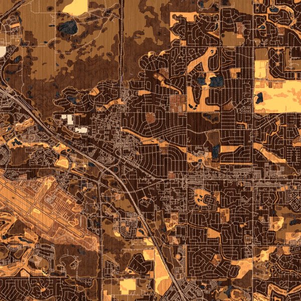 Broomfield Colorado Map Print in Ember Style Zoomed In Close Up Showing Details