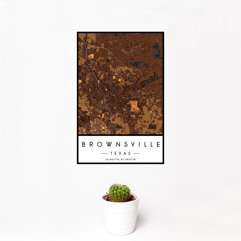 Brownsville - Texas Map Print in Ember