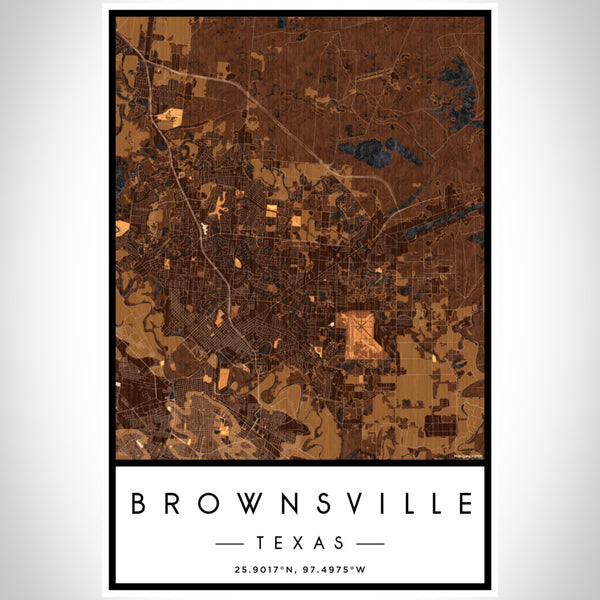 Brownsville - Texas Map Print in Ember