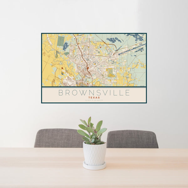 Brownsville - Texas Map Print in Woodblock
