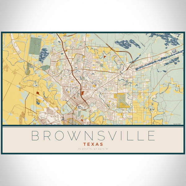 Brownsville - Texas Map Print in Woodblock
