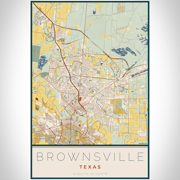 Brownsville - Texas Map Print in Woodblock