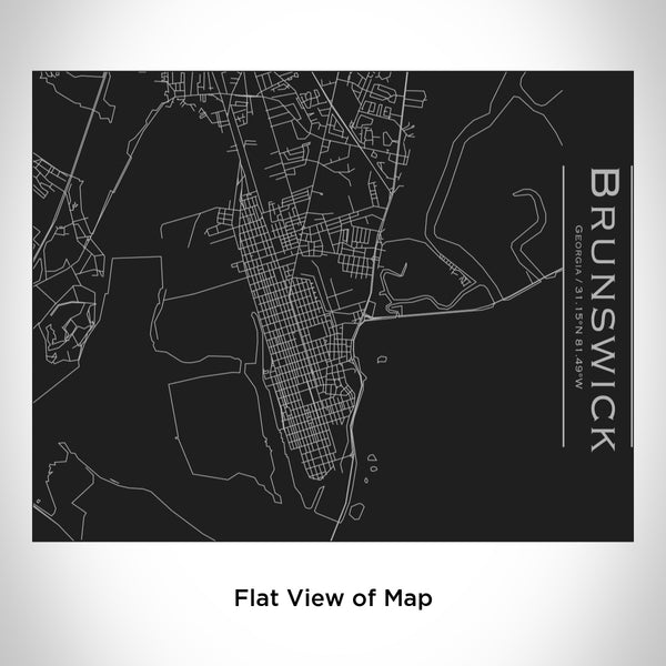 Rendered View of Brunswick Georgia Map Engraving on 20oz Stainless Steel Insulated Bottle with Bamboo Top in Black