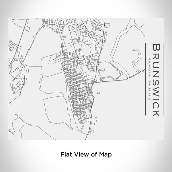 Rendered View of Brunswick Georgia Map Engraving on 20oz Stainless Steel Insulated Bottle with Bamboo Top in White
