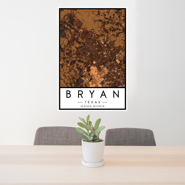 Bryan - Texas Map Print in Ember