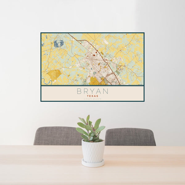 Bryan - Texas Map Print in Woodblock