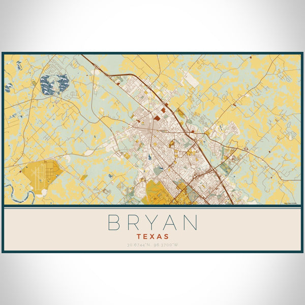 Bryan - Texas Map Print in Woodblock