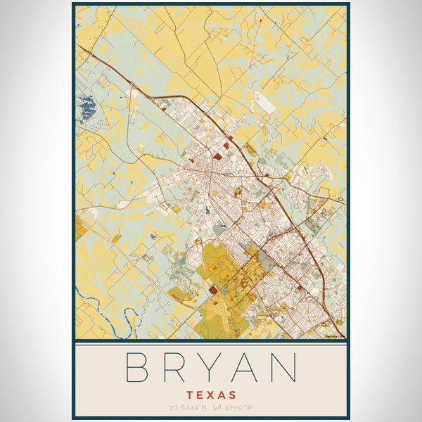 Bryan - Texas Map Print in Woodblock