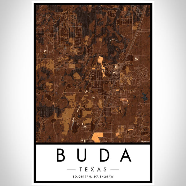 Buda - Texas Map Print in Ember
