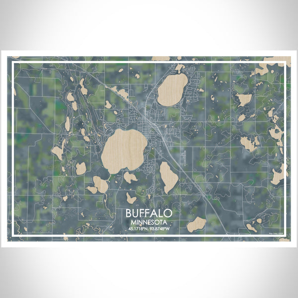 Buffalo Minnesota Map Print Landscape Orientation in Afternoon Style With Shaded Background