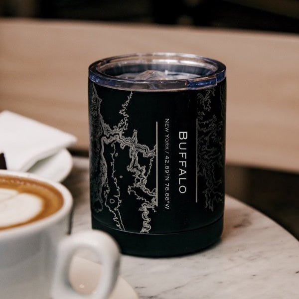Buffalo - New York Map Insulated Cup in Matte Black