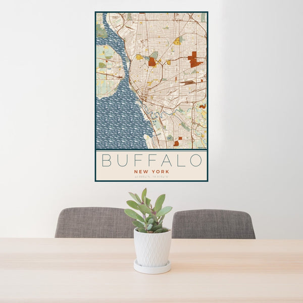 Buffalo - New York Map Print in Woodblock