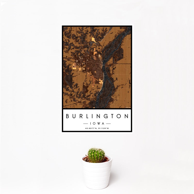 Burlington - Iowa Map Print in Ember