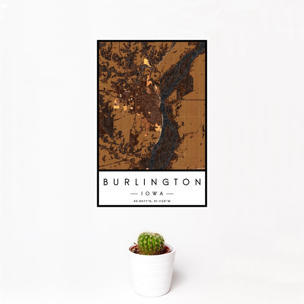 Burlington - Iowa Map Print in Ember