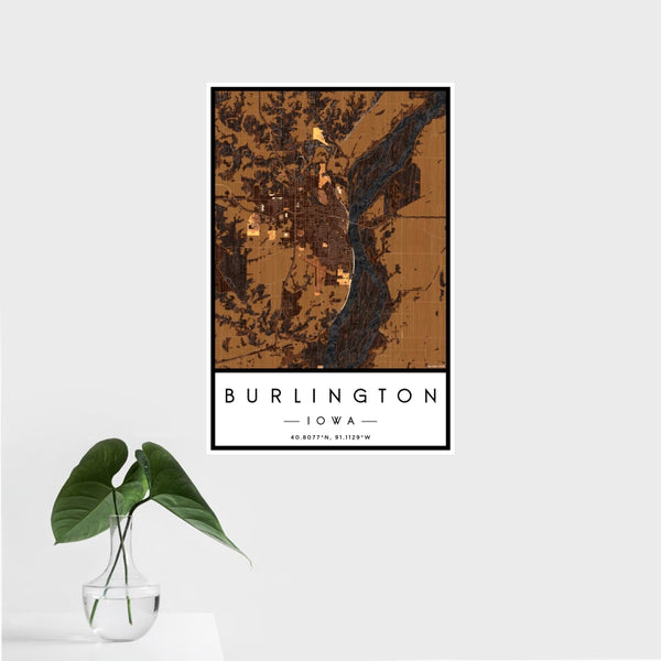 Burlington - Iowa Map Print in Ember