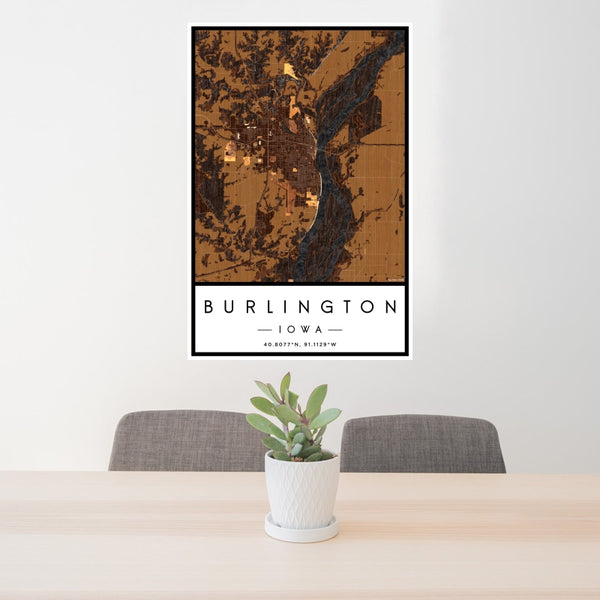 Burlington - Iowa Map Print in Ember
