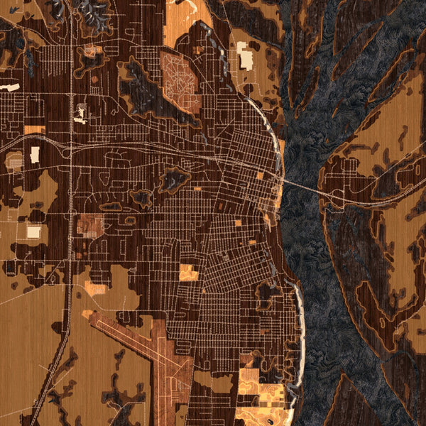 Burlington - Iowa Map Print in Ember