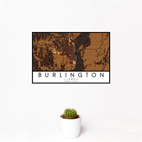 Burlington - Iowa Map Print in Ember