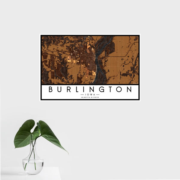 Burlington - Iowa Map Print in Ember