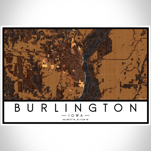 Burlington - Iowa Map Print in Ember