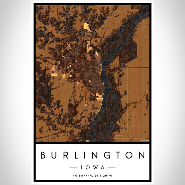 Burlington - Iowa Map Print in Ember