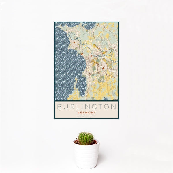 Burlington - Vermont Map Print in Woodblock