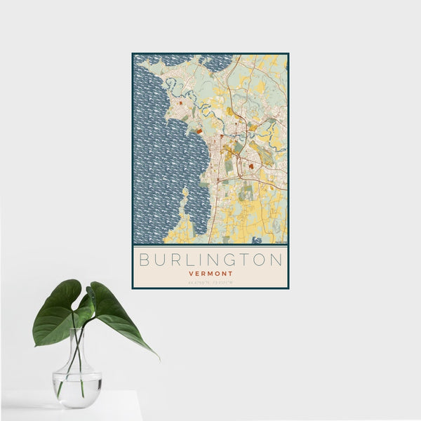 Burlington - Vermont Map Print in Woodblock