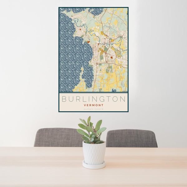 Burlington - Vermont Map Print in Woodblock