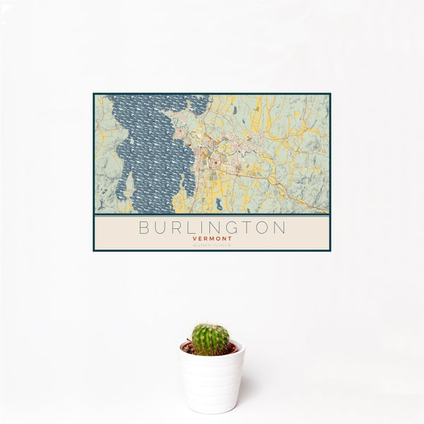Burlington - Vermont Map Print in Woodblock