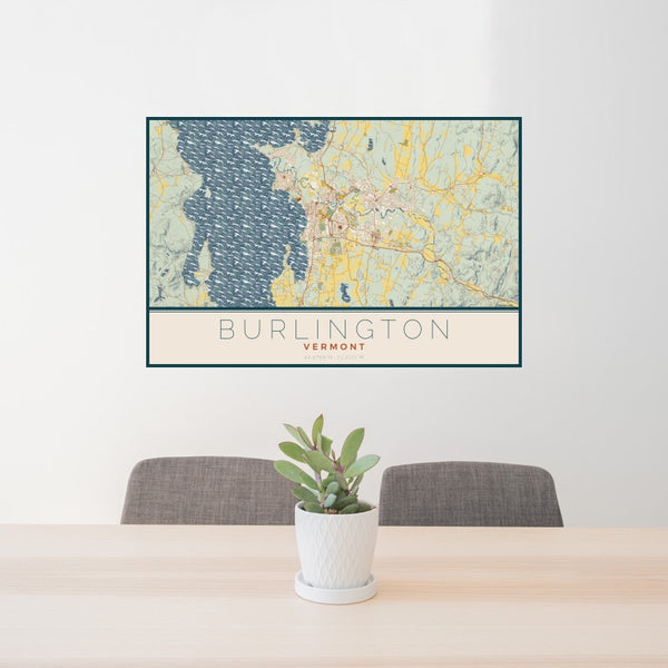 Burlington - Vermont Map Print in Woodblock