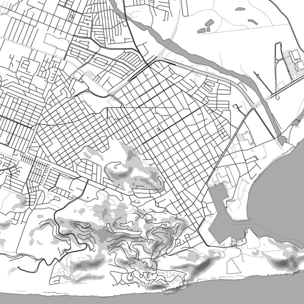 Cabo San Lucas Mexico Map Print in Classic Style Zoomed In Close Up Showing Details